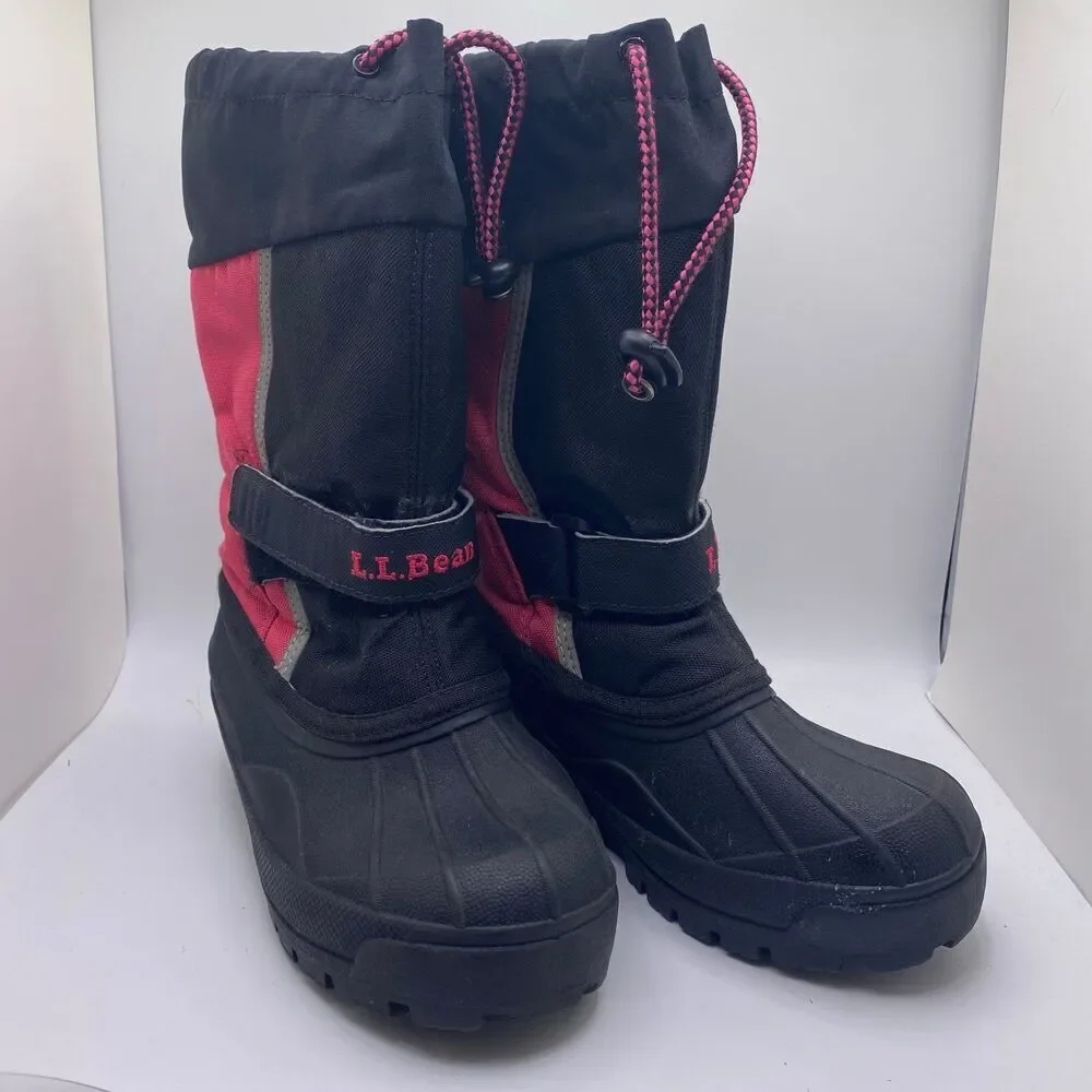 LL BEAN Kids 13 Northwoods Felt Lined Waterproof Warm Winter Boots Black & Pink